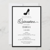 Invitation Elégant minimaliste noir & blanc Quinceañera (Devant)