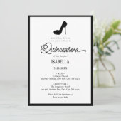 Invitation Elégant minimaliste noir & blanc Quinceañera (Debout devant)