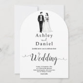 Invitation Élégant minimaliste noir et blanc Mariage romantiq (Devant)