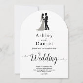 Invitation Élégant minimaliste noir et blanc Mariage romantiq (Devant)