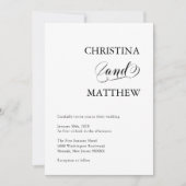 Invitation Élégant minimaliste noir Mariage blanc (Devant)