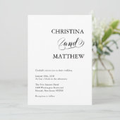 Invitation Élégant minimaliste noir Mariage blanc (Debout devant)