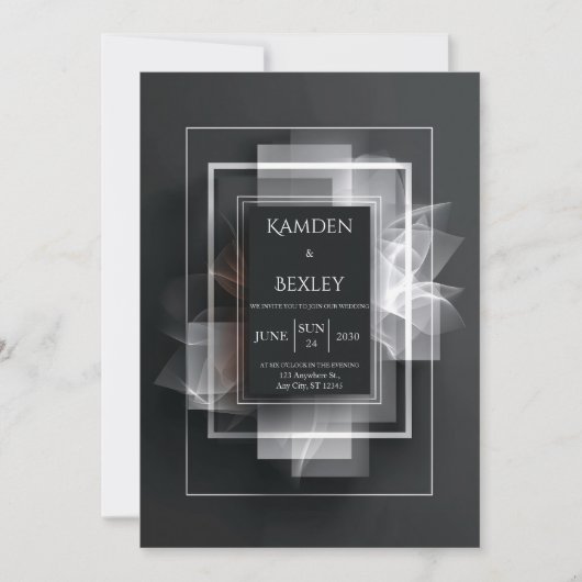 Invitation Élégant minimaliste noir Mariage géométrique (Devant)