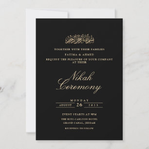 Invitation Élégant minimaliste noir Nikah Mariage de cérémoni