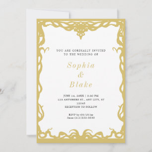Invitation Elégant minimaliste or & blanc Art Déco Mariage