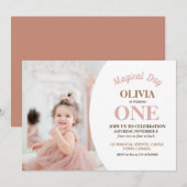 Invitation Élégant minimaliste photo 1er anniversaire (Devant / Derrière)