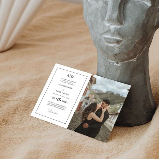 Invitation Élégant minimaliste photo Mariage Monogramme