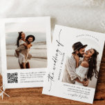 Invitation Élégant minimaliste photo Mariage QR code 2 PHOTO<br><div class="desc">Pour plus de personnalisation,  cliquez sur le lien "customiser plus" et utilisez notre outil de conception pour modifier ce modèle. Si vous avez besoin d'aide ou d'articles correspondants,  veuillez me contacter.</div>