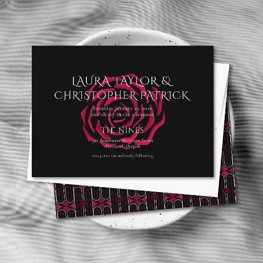 Invitation Élégant minimaliste Rose Rose Burgandy