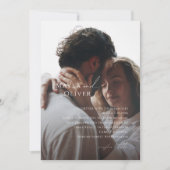 Invitation Élégant minimaliste script Faded Photo Mariage (Devant)