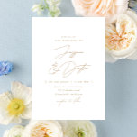 Invitation Élégant minimaliste Script Mariage or<br><div class="desc">Entièrement personnalisable,  cette faire-part de mariage simple et élégante présente une esthétique minimaliste et une combinaison de polices élégantes.</div>