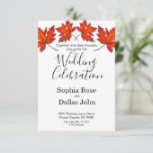 Invitation Élégant minimaliste simple feuilles d'automne Mari (Debout devant)