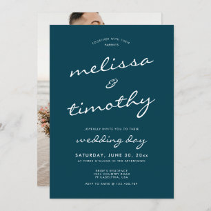Invitation Élégant minimaliste Turquoise Mariage bleu