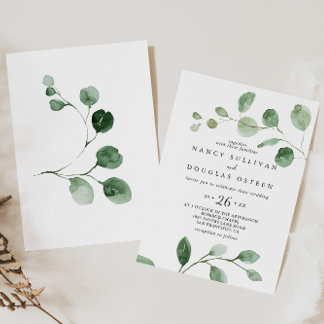 Invitation Élégant minimaliste vert Eucalyptus Mariage Décont