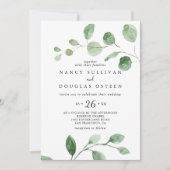 Invitation Élégant minimaliste vert Eucalyptus Mariage Décont (Devant)
