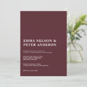Invitation Elegant Minimalistic Deep Burgundy & White Formal (Debout devant)