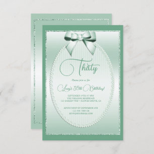 Invitation Elégant Mint Green Bijoux Bow Anniversaire