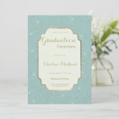Invitation Elegant mint green gold glitter glam Graduation (Debout devant)