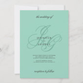 Invitation Elegant mint monogram initials romantic wedding (Devant)