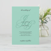 Invitation Elegant mint monogram initials romantic wedding (Debout devant)