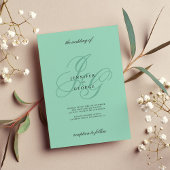 Invitation Elegant mint monogram initials romantic wedding