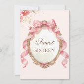 Invitation Élégant miroir floral Anniversaire doux 16 (Devant)