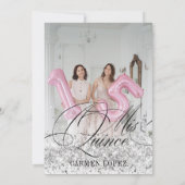 Invitation Élégant Mis Quince Argent & Rose Rose Quinceanera (Dos)