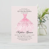 Invitation Elégant Mis Quince Parties scintillant rose Quince (Debout devant)