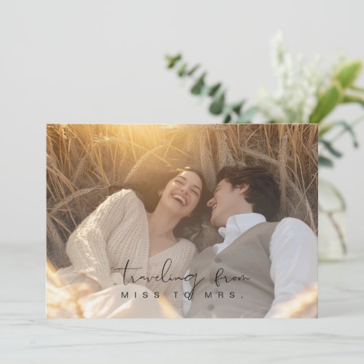 Invitation Elegant Miss to Mrs Rustic Photo Fête des mariées (Debout devant)