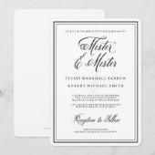 Invitation Elégant Mister et Mister Mariage Gay (Devant / Derrière)