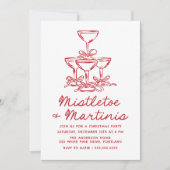 Invitation Elegant Mistletoe and Martinis Red Christmas Party (Devant)