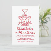 Invitation Elegant Mistletoe and Martinis Red Christmas Party (Debout devant)