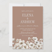 Invitation Elégant Mocha Floral Brown et Mariage blanc (Devant)