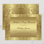 Invitation Elégant modèle de damas doré pour la fête des mère (Devant / Derrière)