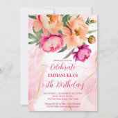 Invitation Élégant modèle de fête d'anniversaire rose orangé (Devant)