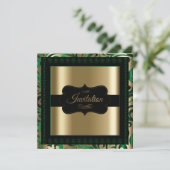 Invitation Élégant Modèle de la fête des perles vertes et d'o (Debout devant)