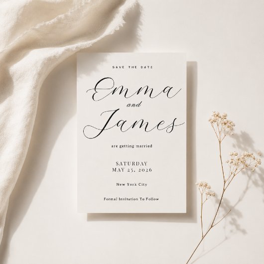 Invitation Élégant modèle de Save the Date Script + Serif
