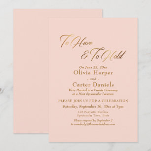 Invitation Élégant modèle de texte en or pour la réception "A