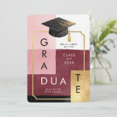 Invitation Elegant Modern Abstract Graduation Cap Party (Debout devant)