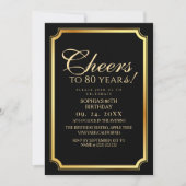 Invitation Elegant Modern Black Surprise 80th Birthday (Devant)