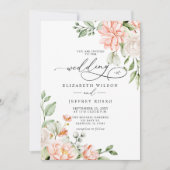 Invitation Elegant Modern Blush White Floral Wedding (Devant)