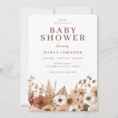 Invitation Elegant Modern Boho Floral Baby Shower (Devant)