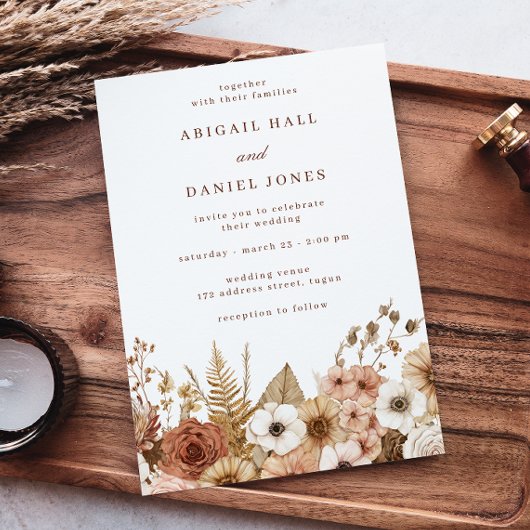 Invitation Elegant Modern Boho Floral Wedding