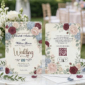 Invitation Elegant Modern Botanical All In One QR Code