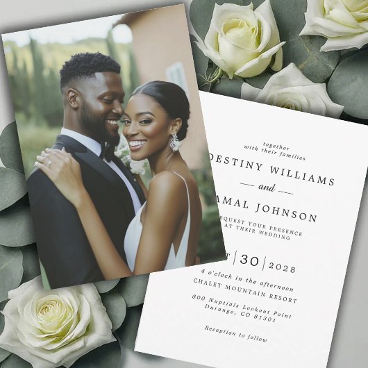 Invitation Elegant Modern Bride Groom Photo Wedding 