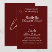 Invitation Elegant Modern Burgundy & White Formal Wedding (Devant / Derrière)