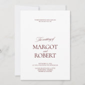 Invitation Elegant Modern Burgundy & White Wedding (Devant)