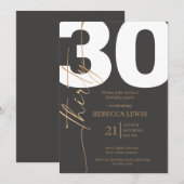 Invitation Elegant Modern Calligraphy 30 Adult Birthday (Devant / Derrière)