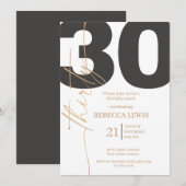Invitation Elegant Modern Calligraphy 30 Adult Birthday (Devant / Derrière)
