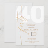 Invitation Elegant Modern Calligraphy 40th Adult Birthday (Devant / Derrière)